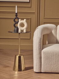 Interiors by Premier Side Table Avola Gold Finish/Black Marble Effect Top - thumbnail 2