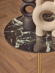 Interiors by Premier Side Table Avola Gold Finish/Black Marble Effect Top - thumbnail 4