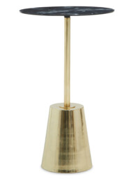 Interiors by Premier Side Table Avola Gold Finish/Black Marble Effect Top - thumbnail 1