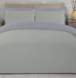 NightComfort Duvet Cover Set Plain Reversible Polycotton Sage/Grey Double - thumbnail 4