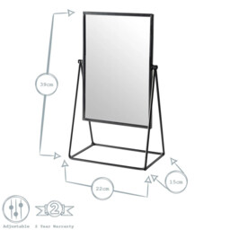 Harbour Housewares Metallic Frame Table Vanity Mirror Adjustable - 22 x 39cm - Black - thumbnail 5
