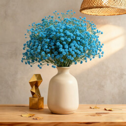 Wei's Moment 5Pcs Artificial  Flowers, Fake Flowers Silk Plastic Artificial Gypsophila Realistic Flower Arrangements Wedding Decoration Table Centerpieces blue - thumbnail 1