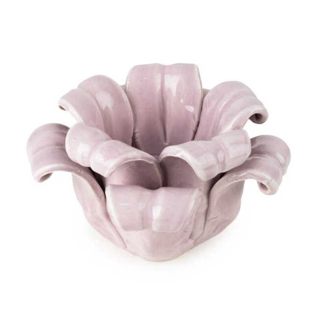 Candlelight Candle Holder Tealight Bell Flower Ceramic Lilac - image 1