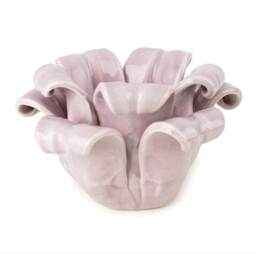 Candlelight Candle Holder Tealight Bell Flower Ceramic Lilac - thumbnail 2