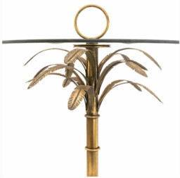 Candlelight Side Table Palm Tree Round Gold/Glass - thumbnail 4