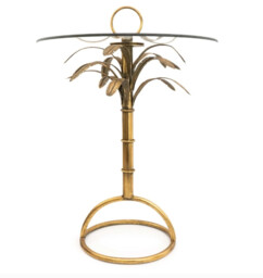 Candlelight Side Table Palm Tree Round Gold/Glass - thumbnail 3