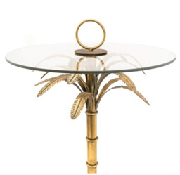 Candlelight Side Table Palm Tree Round Gold/Glass - thumbnail 2
