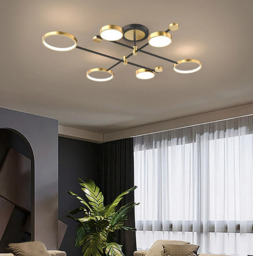 Homary Modern Gold Semi Flush Mount Light LED Ring Ceiling Light - thumbnail 4