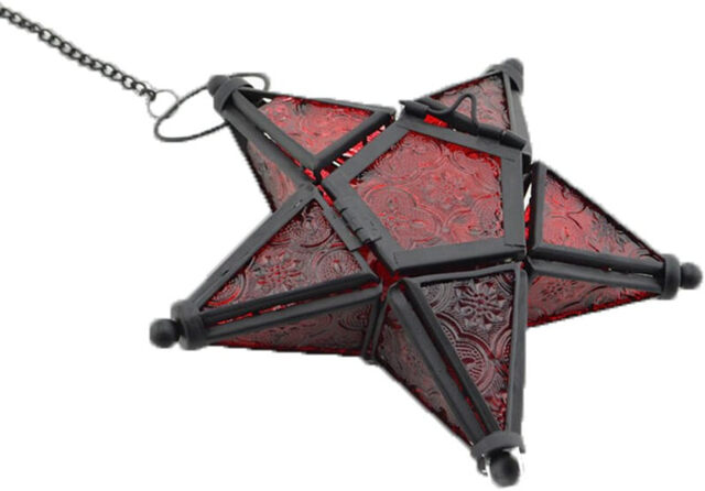 Red Glass Star Lantern Hanging Ornaments Set of 1 - image 1