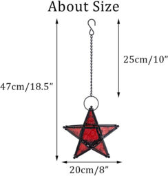 Red Glass Star Lantern Hanging Ornaments Set of 1 - thumbnail 7