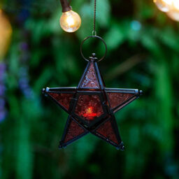 Red Glass Star Lantern Hanging Ornaments Set of 1 - thumbnail 3