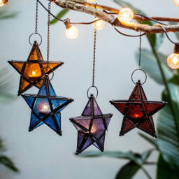 Red Glass Star Lantern Hanging Ornaments Set of 1 - thumbnail 5