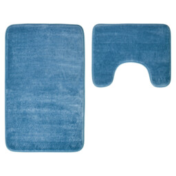Maison by Premier Bath Mat & Pedestal Set Soak Microfibre Plush Blue 50x80cm - thumbnail 1