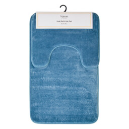 Maison by Premier Bath Mat & Pedestal Set Soak Microfibre Plush Blue 50x80cm - thumbnail 5