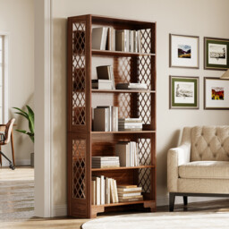 Tribesigns Bookcase, 180 cm High Vintage Standing Shelf, 6 Tier Bookcase, Wooden Bookcase, with Open Display Shelves, for Living Room, Home Office, Industrial Design, Vintage Brown - thumbnail 6