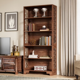 Tribesigns Bookcase, 180 cm High Vintage Standing Shelf, 6 Tier Bookcase, Wooden Bookcase, with Open Display Shelves, for Living Room, Home Office, Industrial Design, Vintage Brown - thumbnail 3