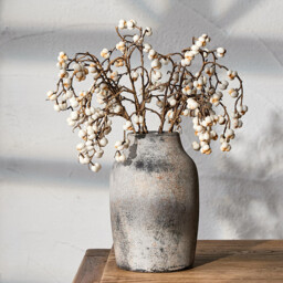 1pc/18.3cm 7.2in, Rustic Farmhouse Ceramic Flower Vase, 18cm, Boho Vase for Home Decor, Terracotta Vase for Living Room, Table, Shelf, Fireplace Decor, Farmhouse, Grey - thumbnail 1