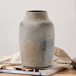 1pc/18.3cm 7.2in, Rustic Farmhouse Ceramic Flower Vase, 18cm, Boho Vase for Home Decor, Terracotta Vase for Living Room, Table, Shelf, Fireplace Decor, Farmhouse, Grey - thumbnail 7