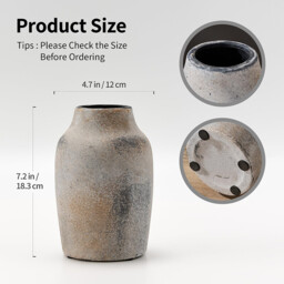 1pc/18.3cm 7.2in, Rustic Farmhouse Ceramic Flower Vase, 18cm, Boho Vase for Home Decor, Terracotta Vase for Living Room, Table, Shelf, Fireplace Decor, Farmhouse, Grey - thumbnail 6