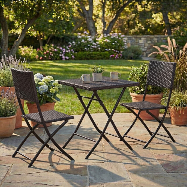 Garden Vida Capri 2 Seater Rattan Bistro Set, Brown