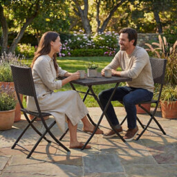 Garden Vida Capri 2 Seater Rattan Bistro Set, Brown - thumbnail 6