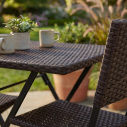 Garden Vida Capri 2 Seater Rattan Bistro Set, Brown - thumbnail 2