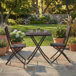 Garden Vida Capri 2 Seater Rattan Bistro Set, Brown - thumbnail 4