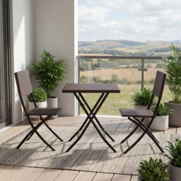 Garden Vida Capri 2 Seater Rattan Bistro Set, Brown - thumbnail 7