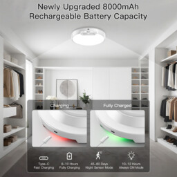 " New Upgraded Motion Sensor Ceiling Light with 3 Color Temperatures, 8 Inch 500LM LED Ceiling Light with Remote, 8000mAh Rechargeable Battery Powered Dimmable Sensor Light for Bathroom, Garage, Shed, Loft, Hallway, Stair" - thumbnail 3