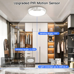 " New Upgraded Motion Sensor Ceiling Light with 3 Color Temperatures, 8 Inch 500LM LED Ceiling Light with Remote, 8000mAh Rechargeable Battery Powered Dimmable Sensor Light for Bathroom, Garage, Shed, Loft, Hallway, Stair" - thumbnail 5