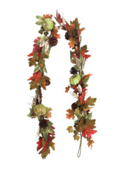 Daisy Darcy 6ft Autumn Pumpkin Garland with Natural Material Pinecone - thumbnail 1