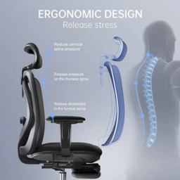 Sihoo M18 Ergonomic Office Chair, Computer Desk Chair with Adjustable Headrest and Lumbar Support, High Back Executive Swivel Chair for Home Office (Grey) - thumbnail 7
