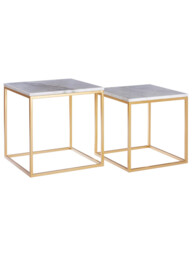 Interiors by Premier Side Tables Avantis Square Gold Finish/White Marble Top 2pcs - thumbnail 1