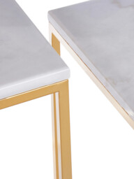 Interiors by Premier Side Tables Avantis Square Gold Finish/White Marble Top 2pcs - thumbnail 5