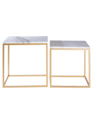 Interiors by Premier Side Tables Avantis Square Gold Finish/White Marble Top 2pcs - thumbnail 2