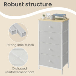 JOYFURNOS  Fabric Dresser for Bedroom, with 4 Drawers, Metal Frame, Chest of Drawers, White - thumbnail 7