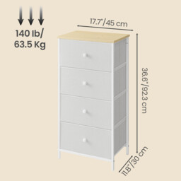 JOYFURNOS  Fabric Dresser for Bedroom, with 4 Drawers, Metal Frame, Chest of Drawers, White - thumbnail 5
