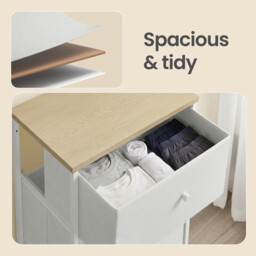 JOYFURNOS  Fabric Dresser for Bedroom, with 4 Drawers, Metal Frame, Chest of Drawers, White - thumbnail 3