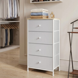 JOYFURNOS  Fabric Dresser for Bedroom, with 4 Drawers, Metal Frame, Chest of Drawers, White - thumbnail 4