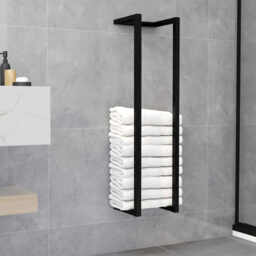 MINGHOU Black Wall-Mounted Towel Rack Easy Installation Bathroom Towel Holder Space-Saving Wall Towel Organizer for Bath Towels Hand Towels - thumbnail 2