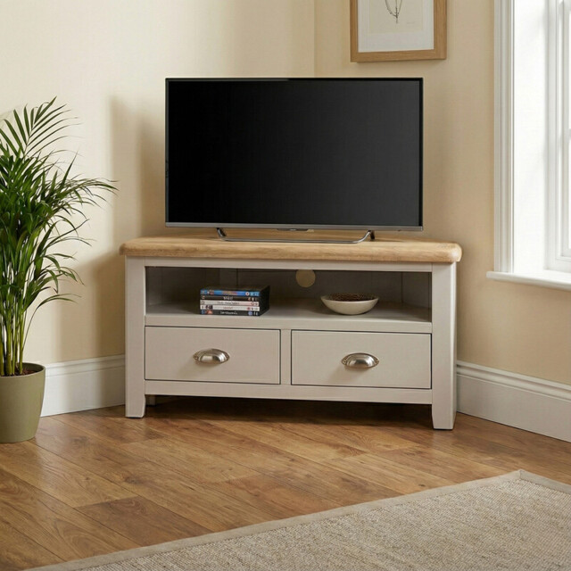 TV Unit Windermere Corner Oak Top Grey/Natural L:100cm - image 1