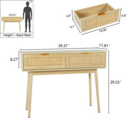 GRAVFORCE Console Table Slim Console Table for Hallway 2 Tier Entryway Table with 2 Drawers and Open Storage Shelf for Living Room Home and Office - thumbnail 2