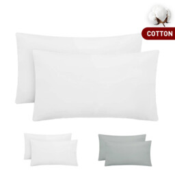 LeBonsoir Basics 50x75cm Pillowcases Set of 2， 100% Cotton， Soft and Breathable， Envelope Closure， White， Pillows Not Included - thumbnail 1
