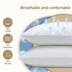 LeBonsoir Basics 50x75cm Pillowcases Set of 2， 100% Cotton， Soft and Breathable， Envelope Closure， White， Pillows Not Included - thumbnail 2