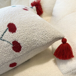 MEROPE, Sherpa Acrylic Knit Cushion cover, 50x50cm, cherry, 1pack - thumbnail 3