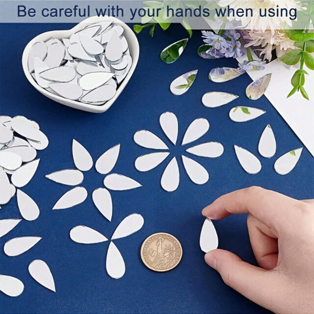 100pcs PVC mirror decal teardrop-shaped minimalist ray decoration - image 1