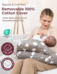 Momcozy Woven Cotton (100% Cotton) U-Shaped Nursing Pillow NP001 (Cloud/Animal Forest/Grey Cloud/Meteor Shower) - thumbnail 4