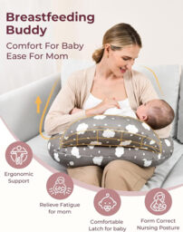 Momcozy Woven Cotton (100% Cotton) U-Shaped Nursing Pillow NP001 (Cloud/Animal Forest/Grey Cloud/Meteor Shower) - thumbnail 6