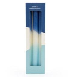Candlelight Taper Candles Ombre Blue 6pcs - thumbnail 3