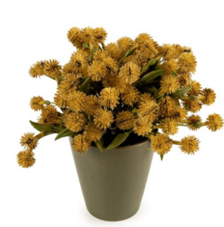 Candlelight Artificial Allium Plant in Ceramic Pot Yellow 20cm - thumbnail 2